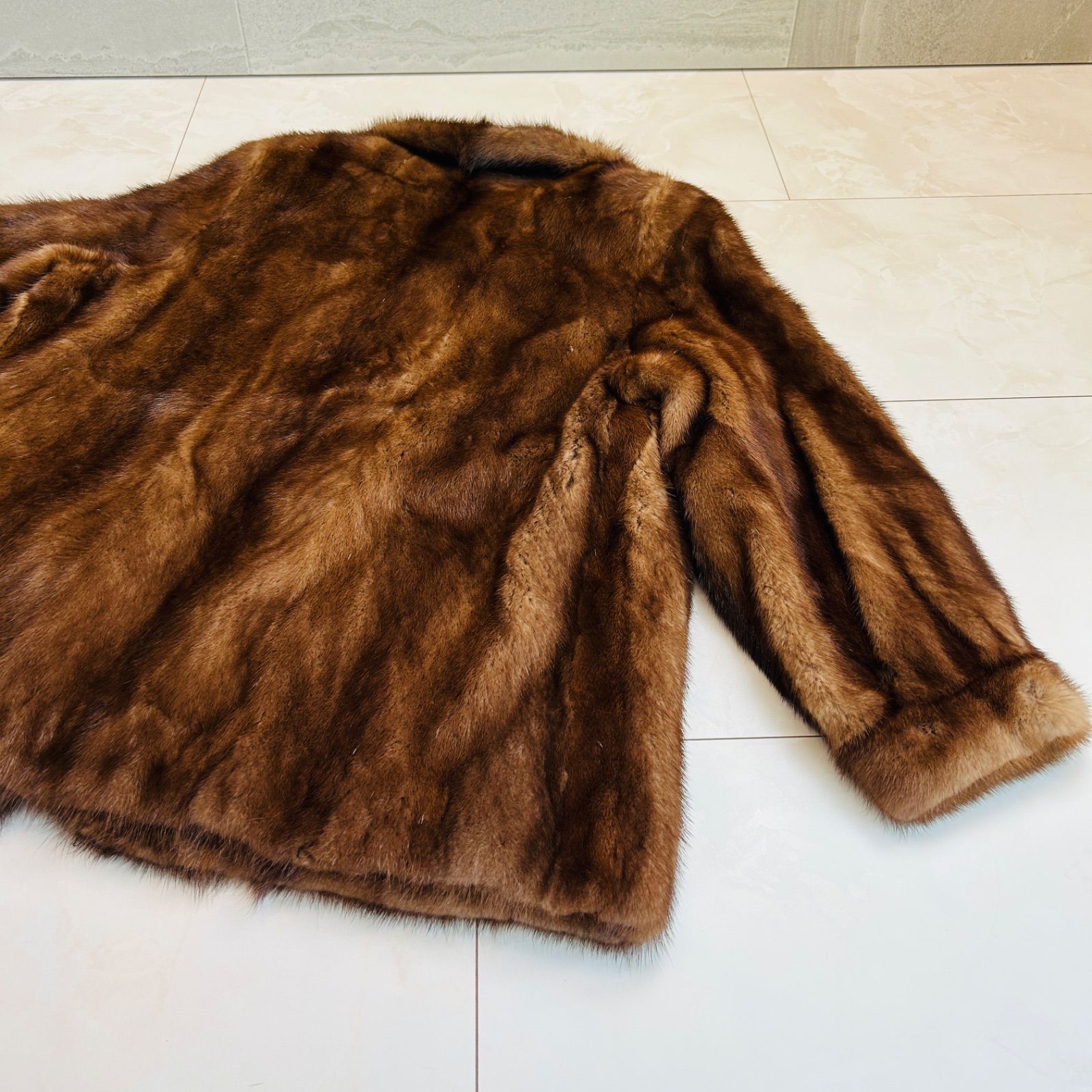 美品＊ティッカ コットンリネンストライプシャツワンピース 長袖