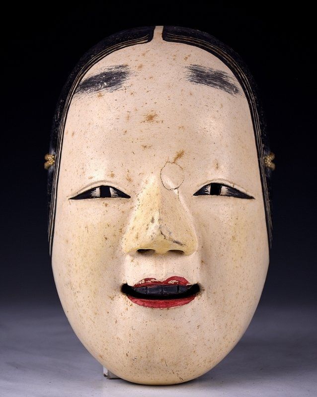 蔵C6919 古美術 能面 小面 無銘