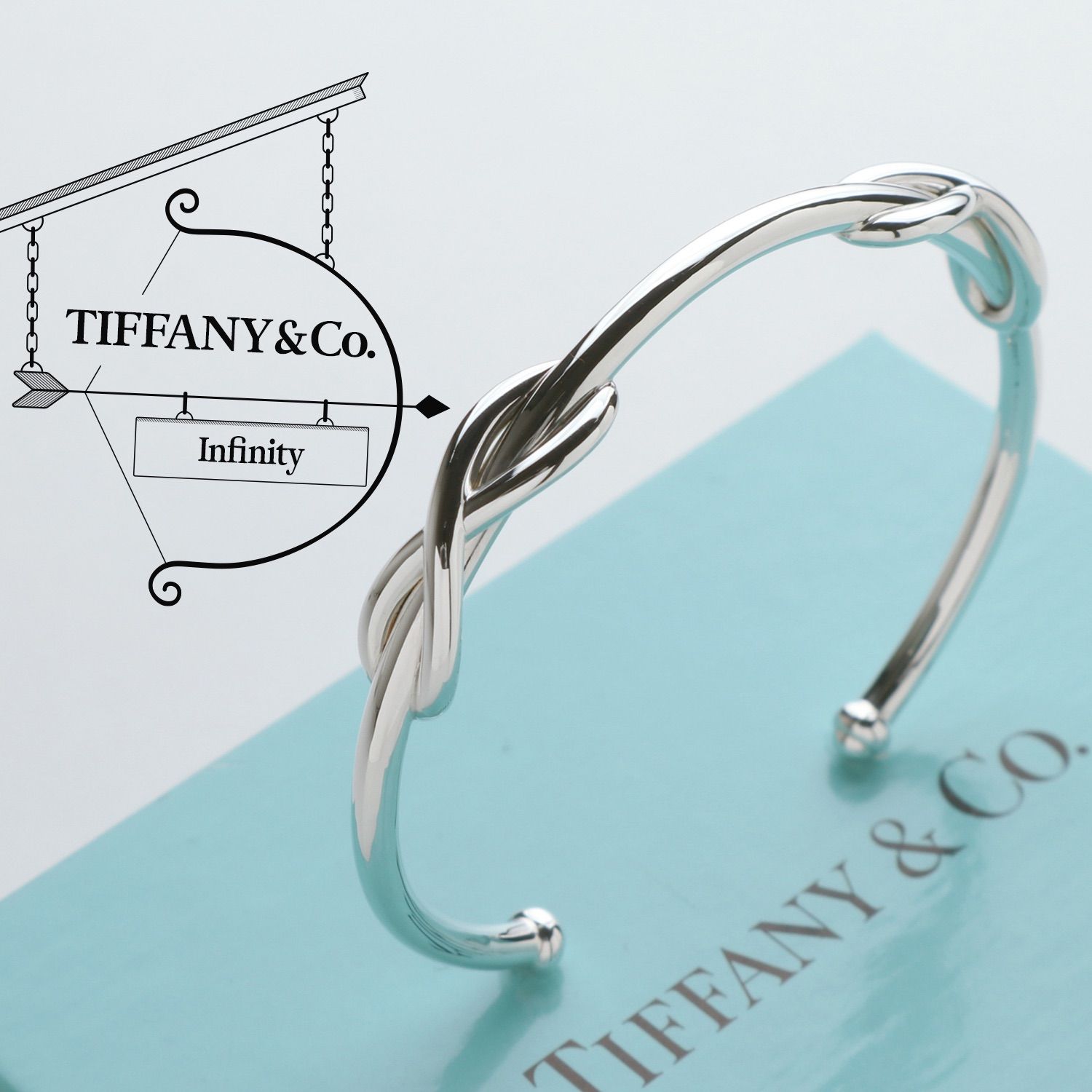 極美品 TIFFANY&Co. ティファニー インフィニティ ダブル カフ バングル スターリング シルバー AG 925 - メルカリ