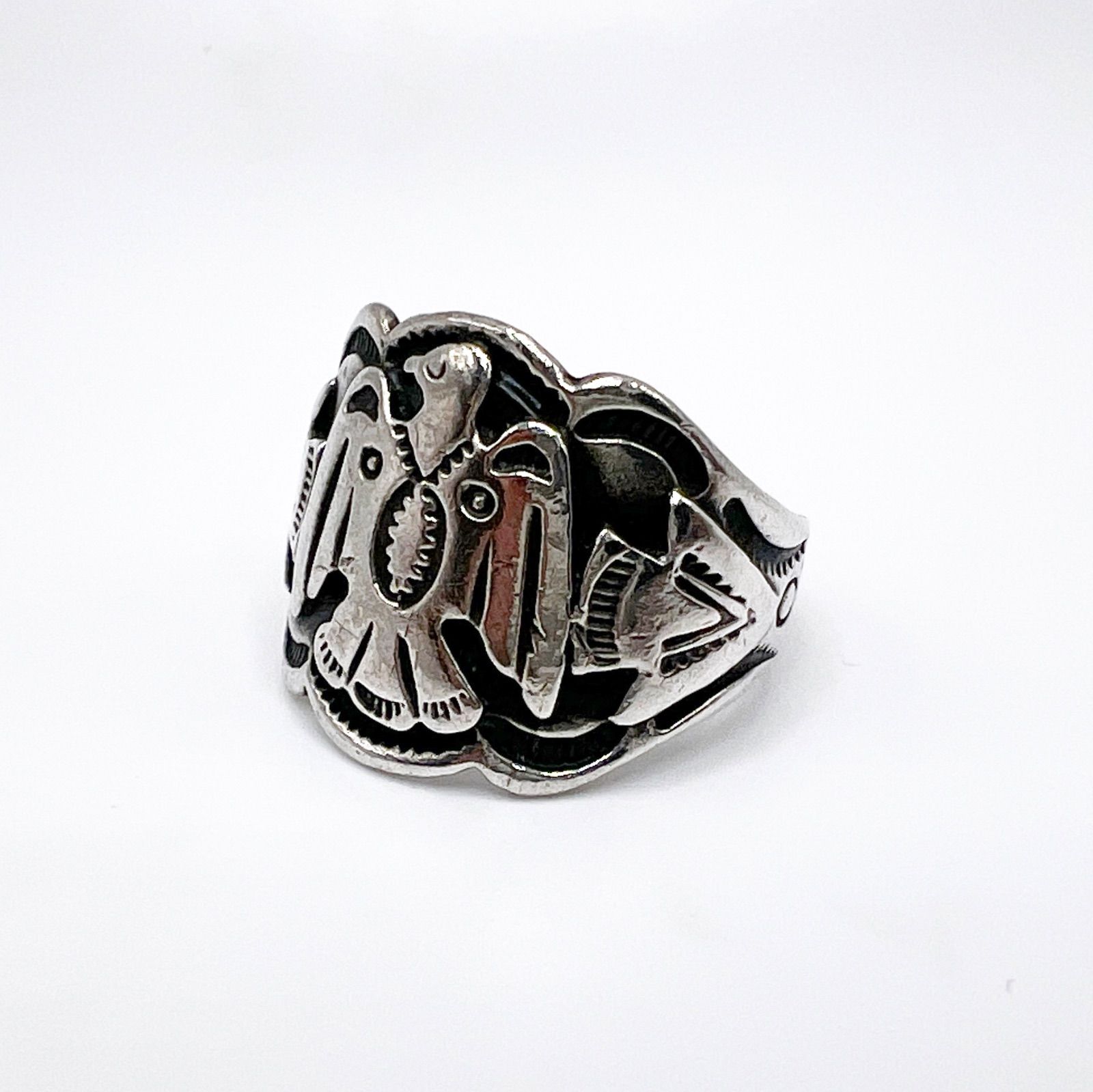 ~50 s Fred Harvey Style Thunderbird Ring Sterling silver 14.5号 フレッドハービースタイル サンダーバード アローヘッド 矢じり インディアンジュエリー ビンテージ 指輪 スターリングシルバー 925