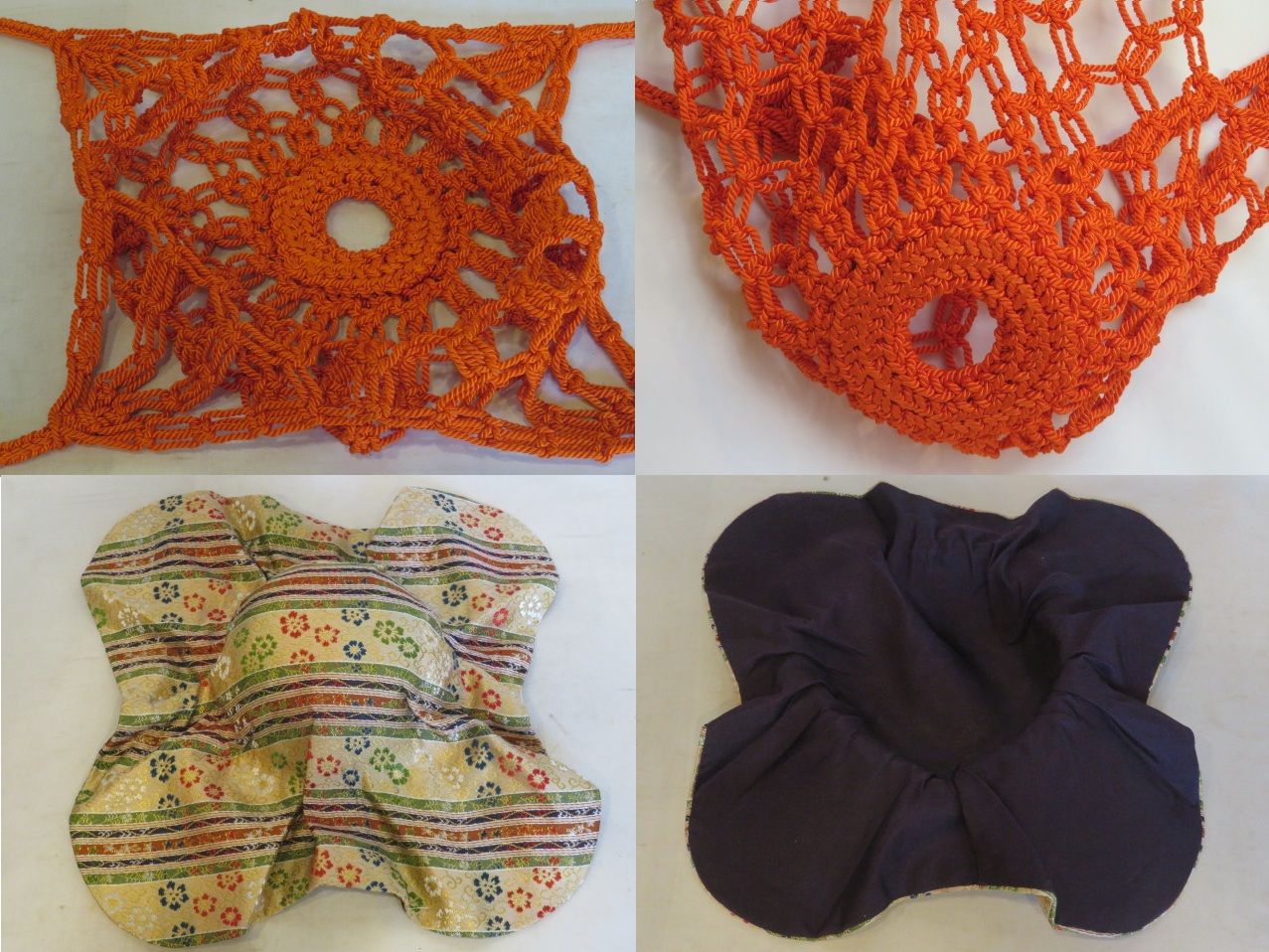 天目釉飾壷〔飾り紐解説書〕〔正絹紐 正絹網袋〕