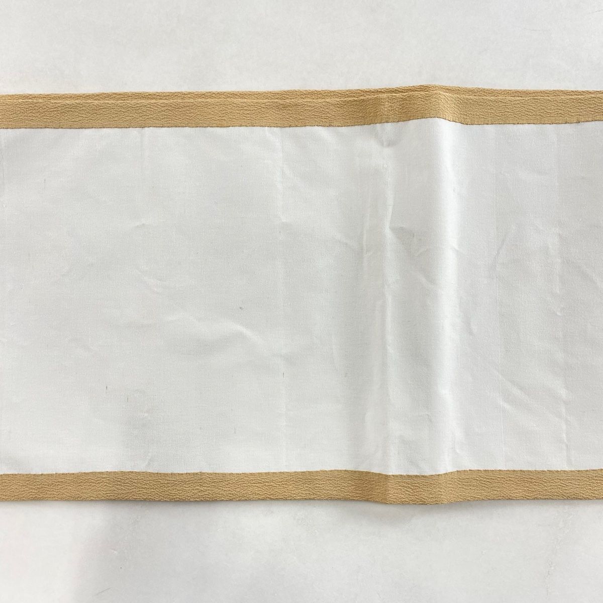 未使用品 名古屋帯 クリームベージュ 縮緬 草花 金彩 長さ3m76