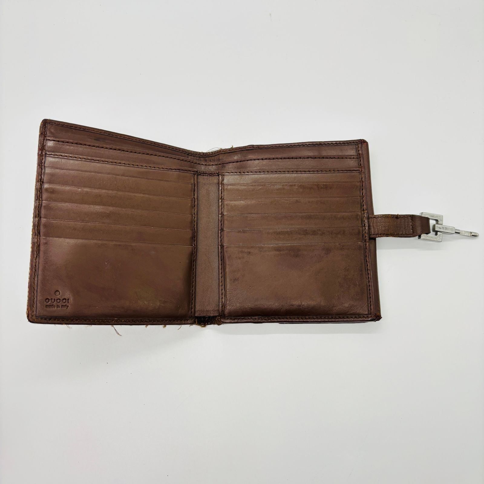 ✨未使用に近い✨　GUCCI ミニ財布　ジャッキー　GGライン キャンバス　シマ GUCCI GGキャンバス レザー 2つ折り財布 ジャッキー ブラック
