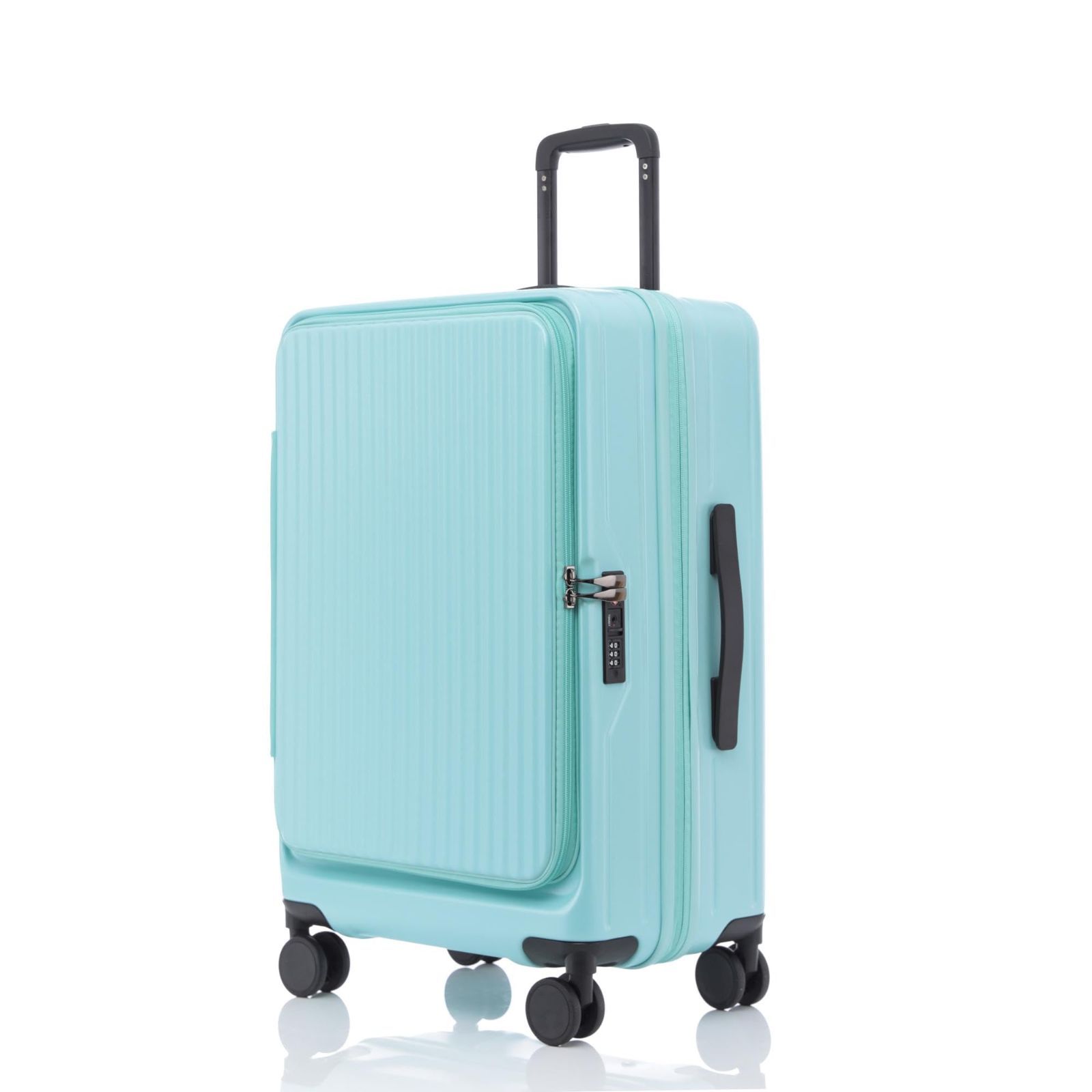 出張 旅行 ビジネス ハード ハード グリン 横開き キャリーバッグ TSAロック カップホルダー付き 60～72リットル ファスナータイプ 超軽量 機内持ち込み Mサイズ 大容量 フロントオープン 拡張機能付き キャリーケース 4-6泊 片開き スーツケース