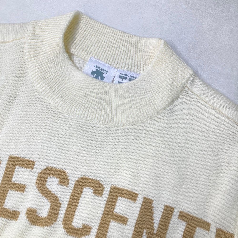 サイズ：S DESCENTE GOLF デサントゴルフ  モックネックニットセーター ウール混  ホワイト系 [240101423434] ゴルフウェア レディース ストスト サイズ：S DESCENTE GOLF デサントゴルフ モックネックニット
