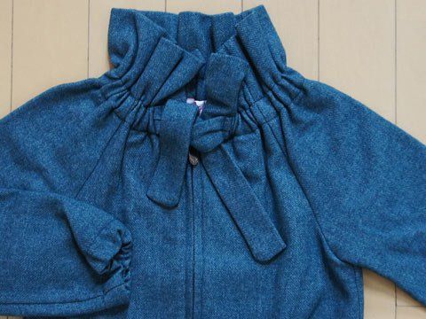 【中古】 ユーズド イルグッフォ il gufo マメール 子供服 女の子 4歳 約 100cm ブルゾン ジャンパー ジャケット アウター ショート丈 ブルー 無地 秋 冬 ★4 キッズ ガールズ 女児 アウトレット リサイクル 古着