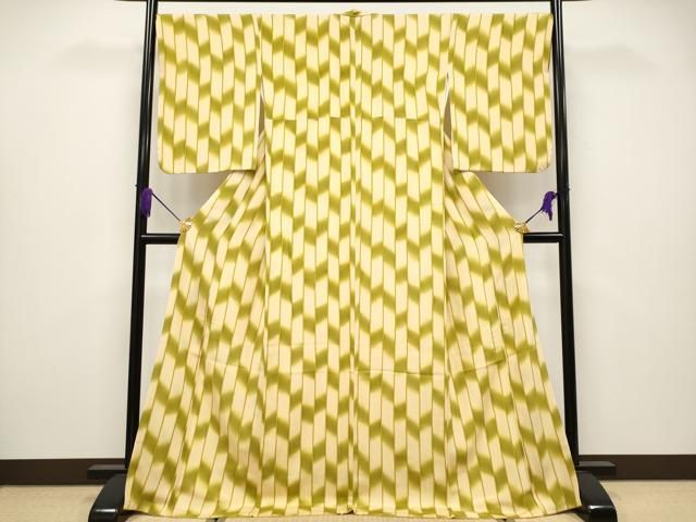 平和屋本店■極上　銀座　志ま亀　小紋　間道　蜂蜜色地　逸品　CYAA3811s5 平和屋本店□極上 銀座 志ま亀 小紋 間道 蜂蜜色地 逸品 CYAA3811s5