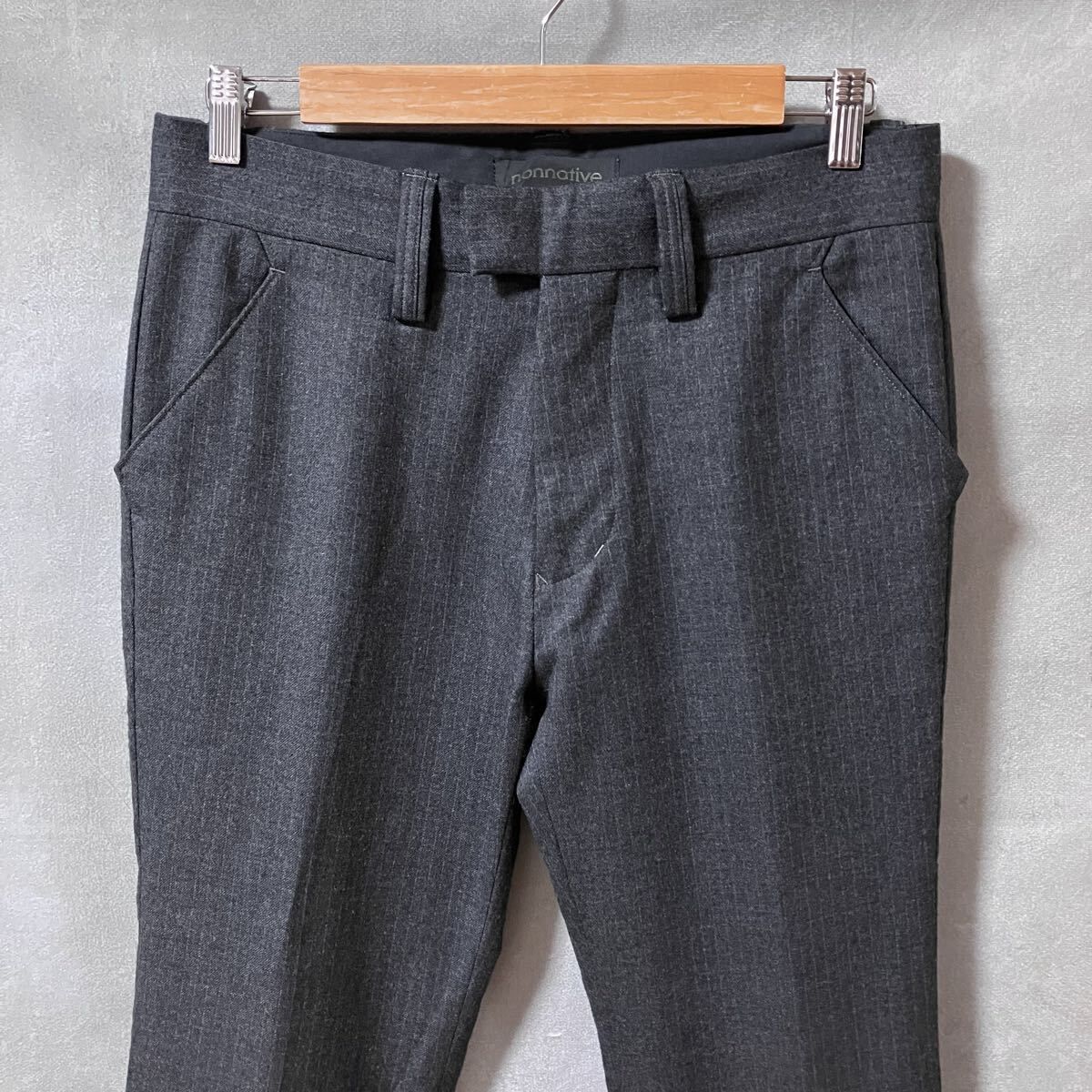 nonnative ノンネイティブ ウールストレッチ チェンジポケット スリム セットアップ スーツ size.1 S グレー ストライプ archive KANDAIZUMI_COM
