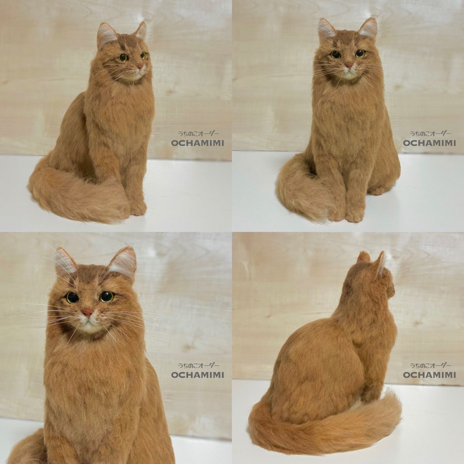 羊毛フェルト　うちの子　オーダー　ミケ猫　リアル猫　猫人形 オーダーメイドペット】羊毛フェルト、うちの子 猫ぬいぐるみ