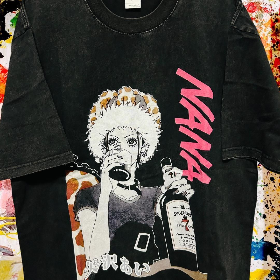 LEONARD 半袖nanaです。 NANA メンズ Tシャツ 半袖 夏 ケミカルウォッシュ 黒 5 平成レトロ