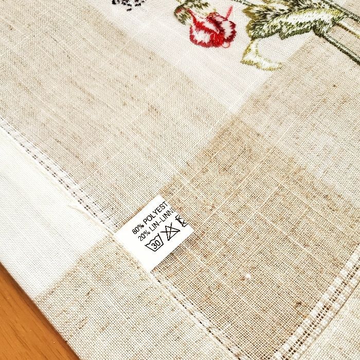  エストニア輸入 テーブルクロス 約40 88 cm アネモネ 花柄 刺繍 リネン テーブルセンター テーブル用品