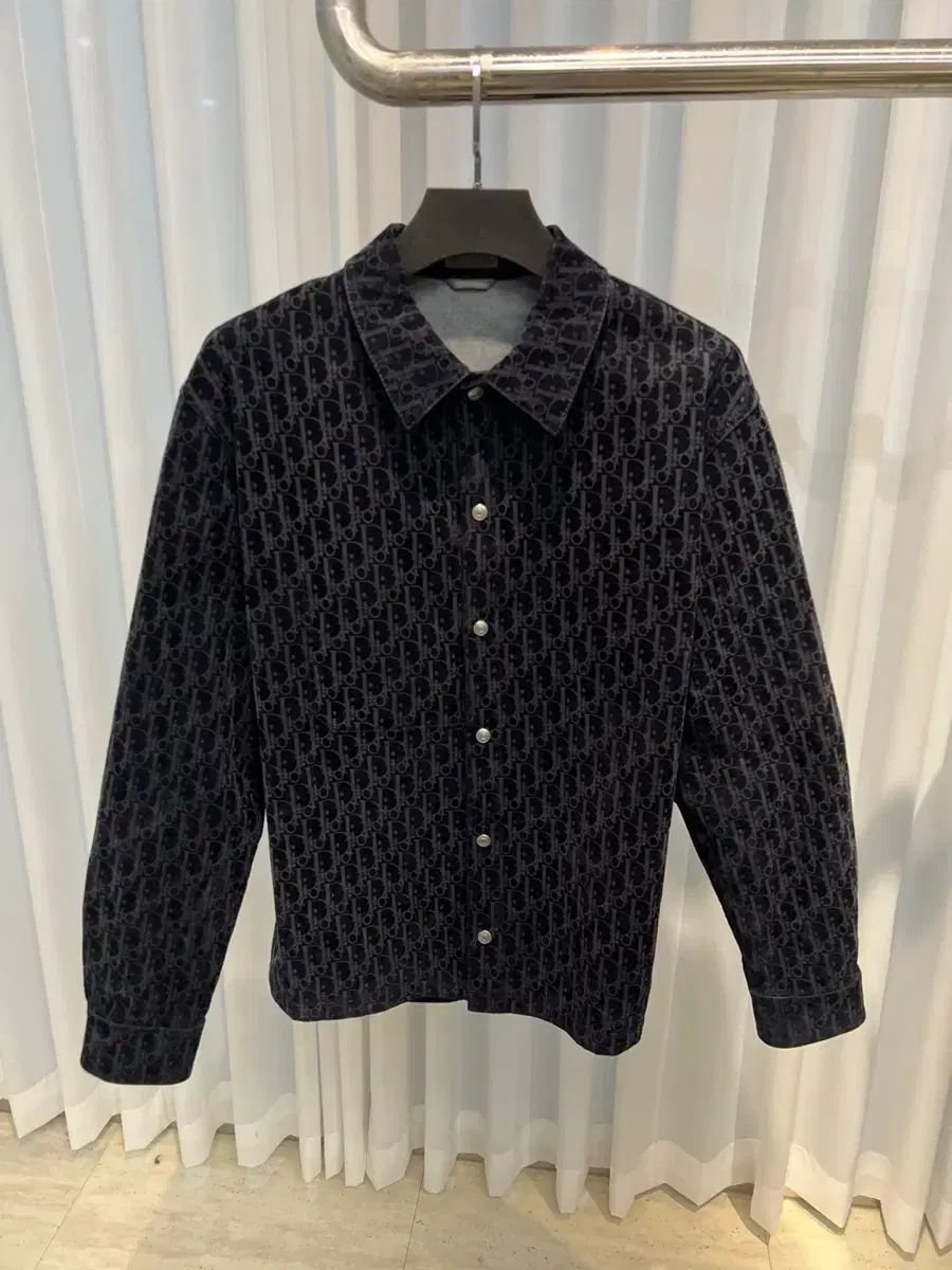 （ 50 ） DIOR(ディオール) ベロア 青 コットン ブレッド ツイル オーバ シャツ ジャケット