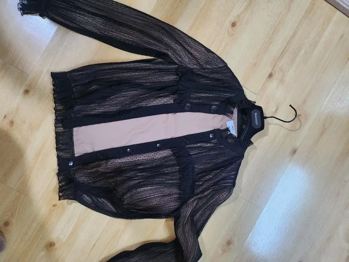  OBZEE オブジェ ブラック シースルー ブラウス 長袖 シャツ ブラウス