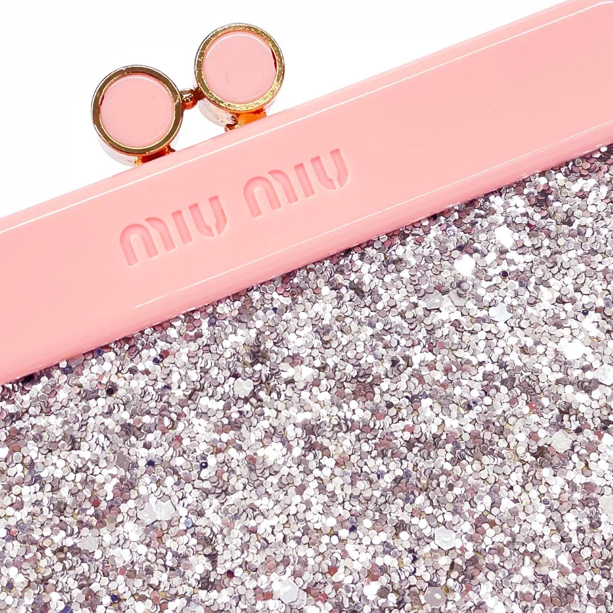 MIUMIU ミュウミュウ マテラッセ がま口ポーチ miumiu*がま口 ラムレザー マテラッセミニショルダーバッグ 2色