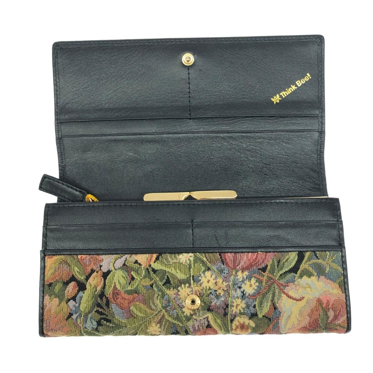 Think Bee シンクビー 二つ折り長財布 ゴブラン織り/花柄 マルチカラー