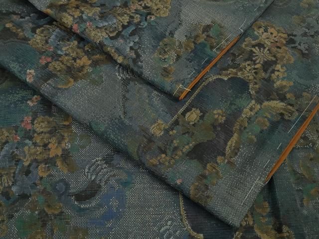 平和屋着物 上 都喜ヱ門 本場大島紬 9マルキ 風景花文 藤絹織物謹製 ♥ DZAA9240kh5