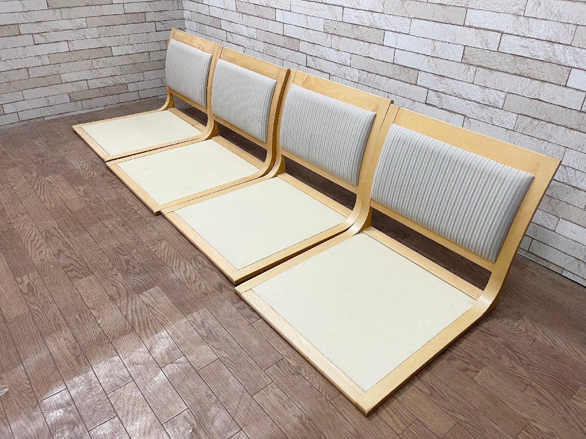 天童木工 TENDO 和風 木製 高級 座椅子 4脚セット 旅館 和室 座敷 日本家具 曲げ木（A)（貝663）