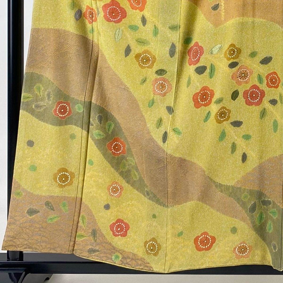 訪問着 身丈157cm 裄丈62.5cm S 袷 草花 波 金銀彩 染め分け 薄  