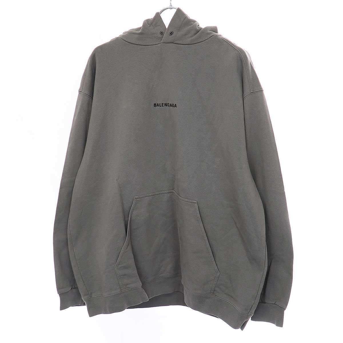 バレンシアガ 刺繍ロゴ プルオーバー パーカーミディアムフィット ダークグレー BALENCIAGA バレンシアガ 刺繍ロゴ プルオーバー パーカー