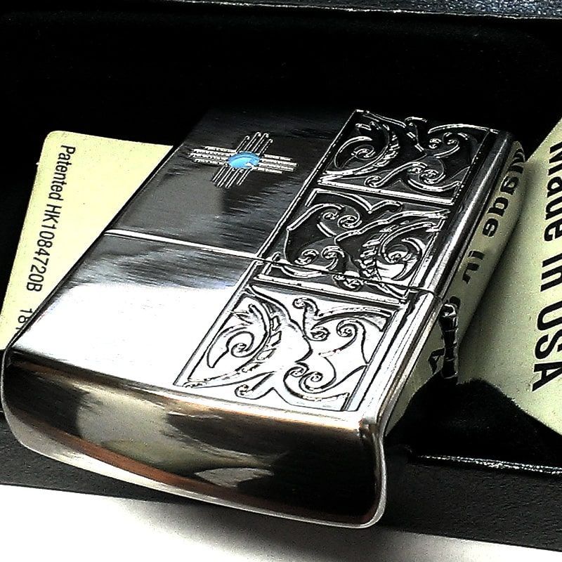 ZIPPO ライター ネイティブアメリカン ジッポ シルバー 両面加工 彫刻 