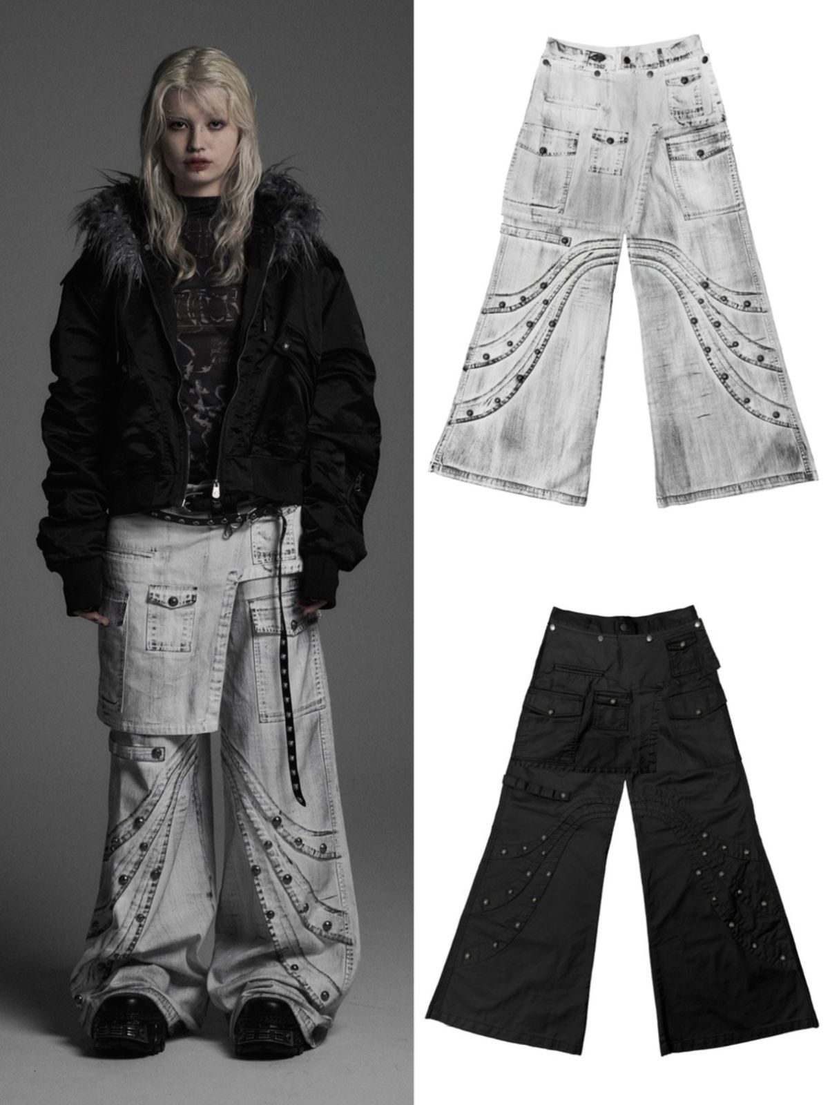 新品未使用】【Rosen Kreuz】DOCKING SKIRT FLARE WIDE PANTS