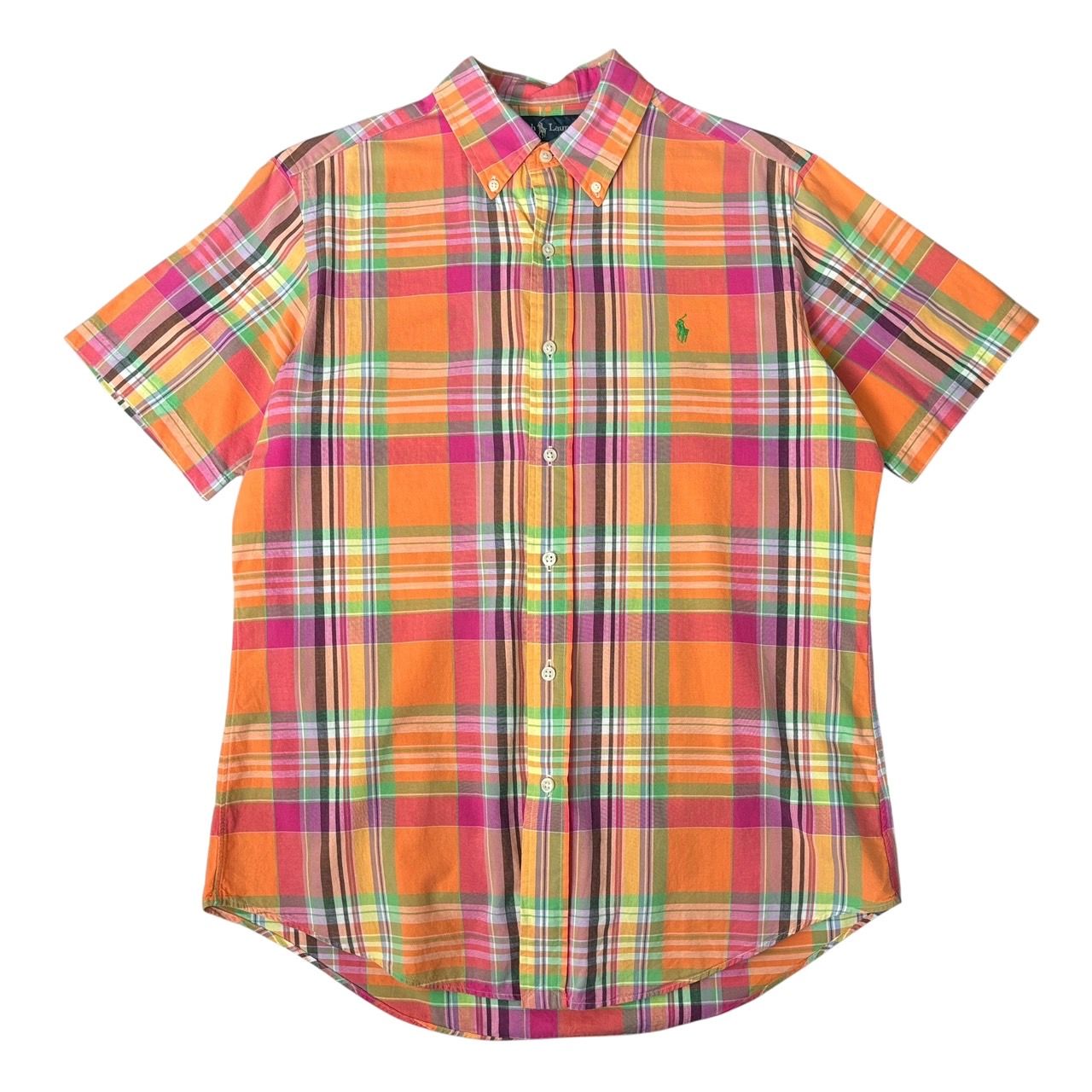 Mサイズ 90s 古着 Ralph Lauren マドラスチェック 半袖シャツ