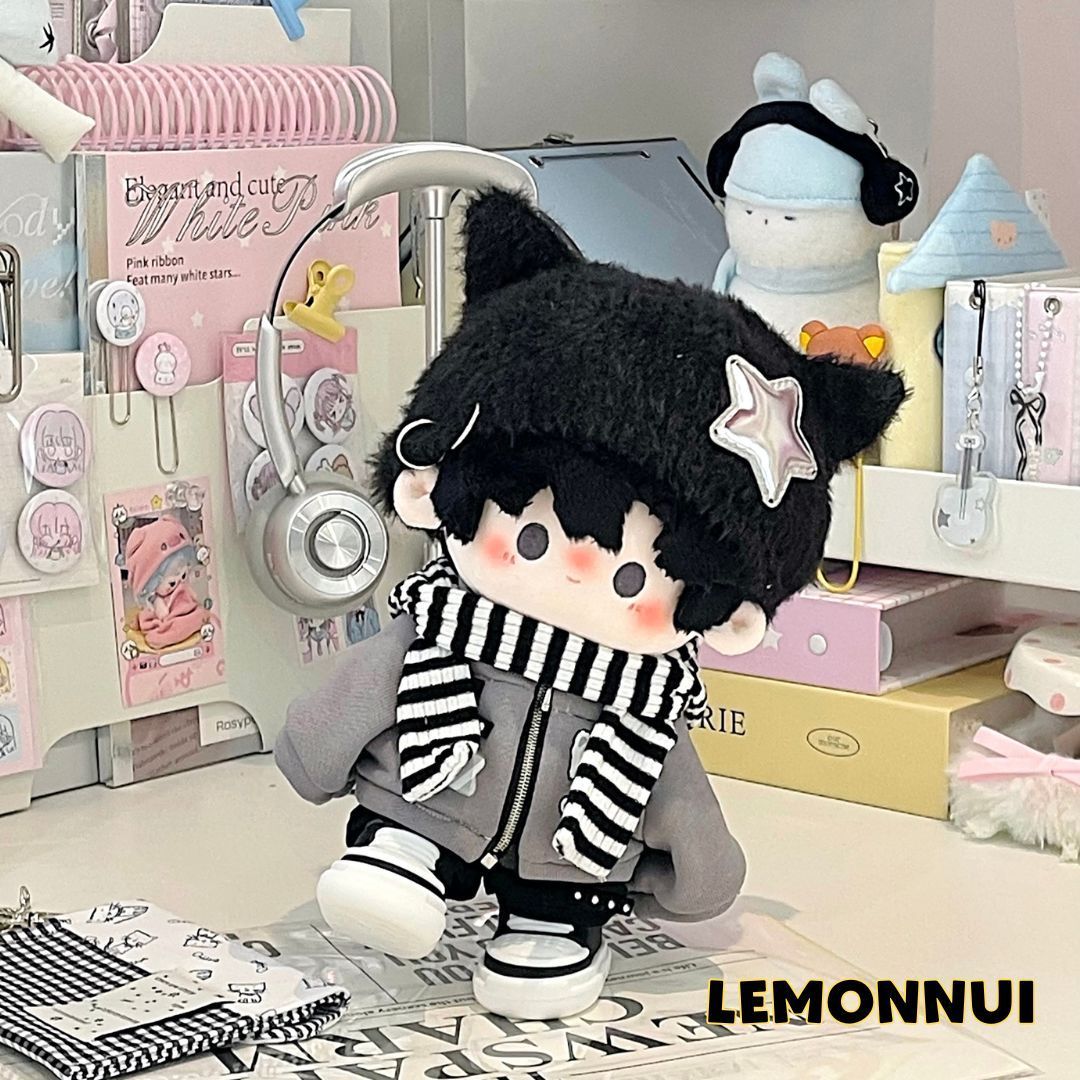 ちびぬい　服 10cm 着せ替え ぬいぐるみ服 ぬい服 メイド ドレス チェック推し