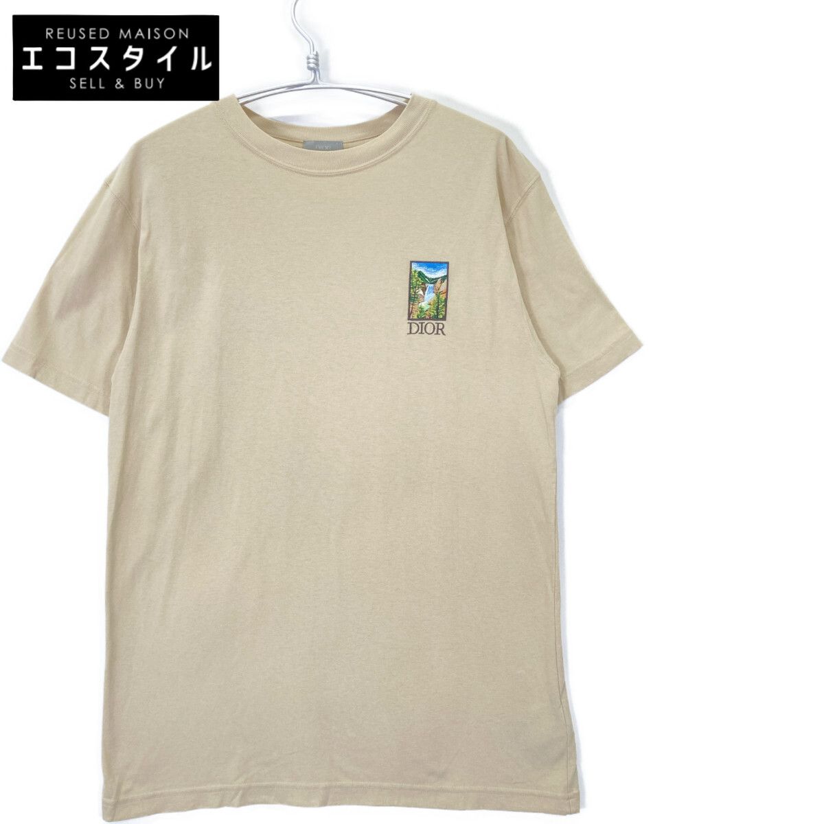 DIOR ディオール 22SS ﾍﾞｰｼﾞｭ 293J696E0753 ×Jack Kerouac ﾊﾞｯｸﾌﾟﾘﾝﾄｶｯﾄｿｰ S