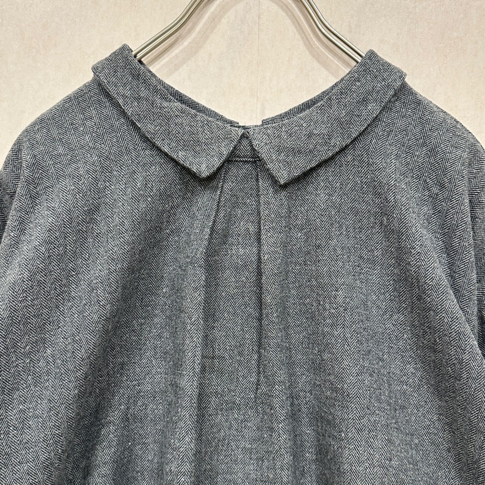 美品】ブルーウィロー 秋冬 2way カーディガン リネンシャツ