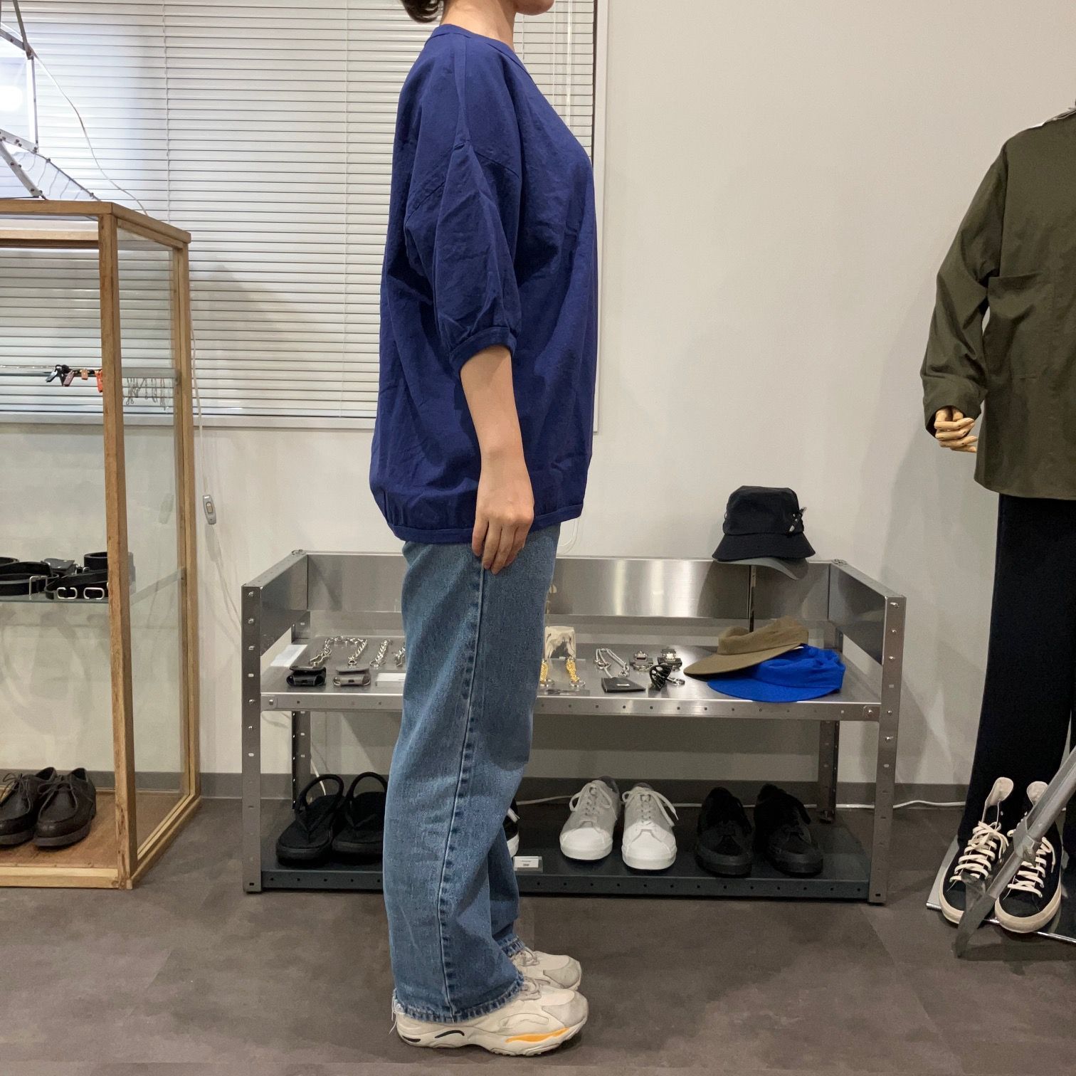 maillot マイヨ linen rich big sweat shirt-Tee NAVY リネンリッチ