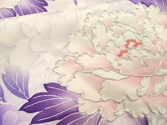 平和屋着物□豪華振袖 駒刺繍 草花文 暈し染め 銀彩 やまと誂製