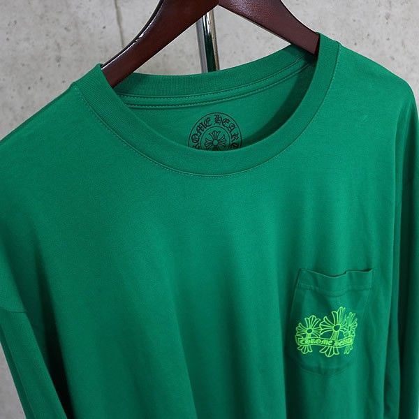 chrome hearts セメタリークロス　ロンt クロムハーツロングTシャツグリーンセメタリークロスホワイト