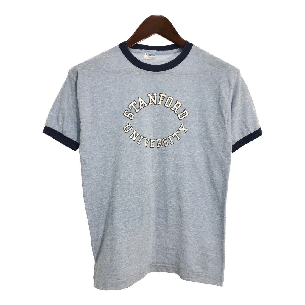 70年代 Champion チャンピオン STANFORD スタンフォード リンガーＴシャツ ヴィンテージ カレッジ メンズ LARGE 古着 T3627