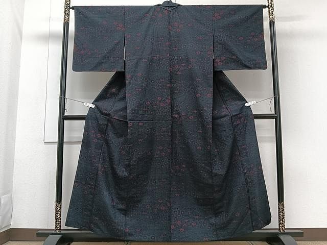 平和屋着物○上質な紬 縞 煤色×柴染色 正絹 逸品 AAAU8029zg