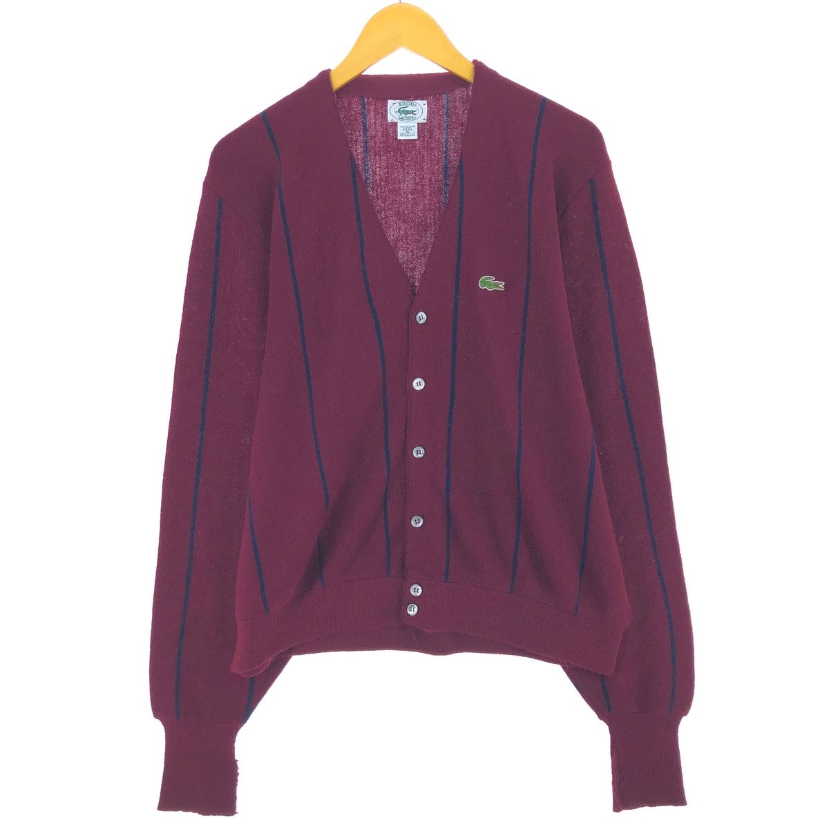izod ラコステ　ストライプ　カーディガン 古着 80~90年代 ラコステ LACOSTE IZOD ストライプ柄 アクリル