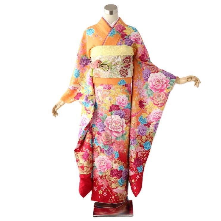 振袖 身長157-172cm オレンジ or-001