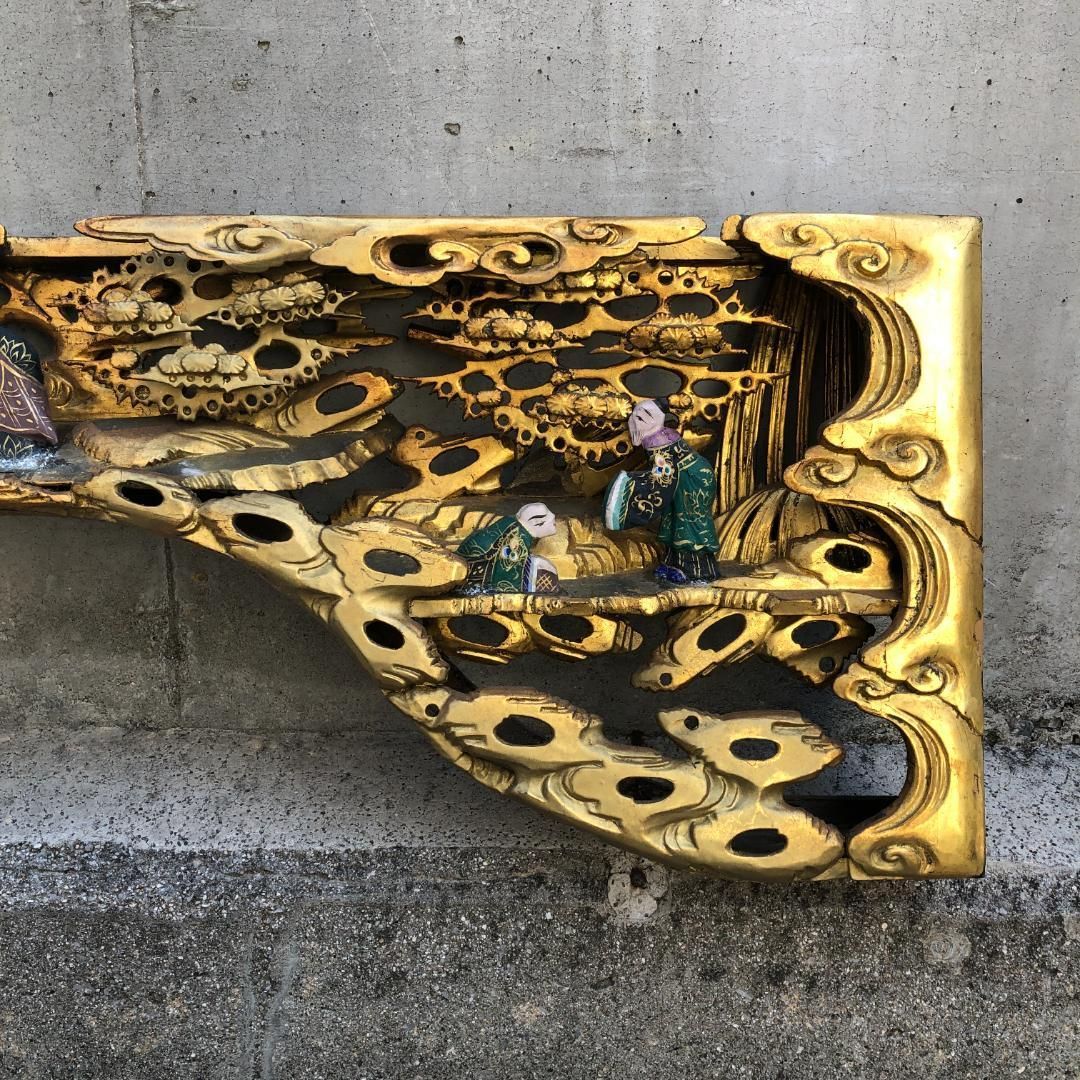 極彩色 金色 欄間 古美術 時代彫刻 建具部材 #842 極彩色 金色 欄間 古美術 時代彫刻 建具部材 #842 - メルカリ