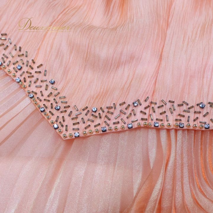 パーティドレス ワンピース ドレス オレンジ系 ラインストーン ビーズ  