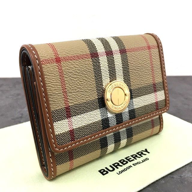 366 み BURBERRY 三つ折り財布 バーバリーチェック コンパクトウォレット