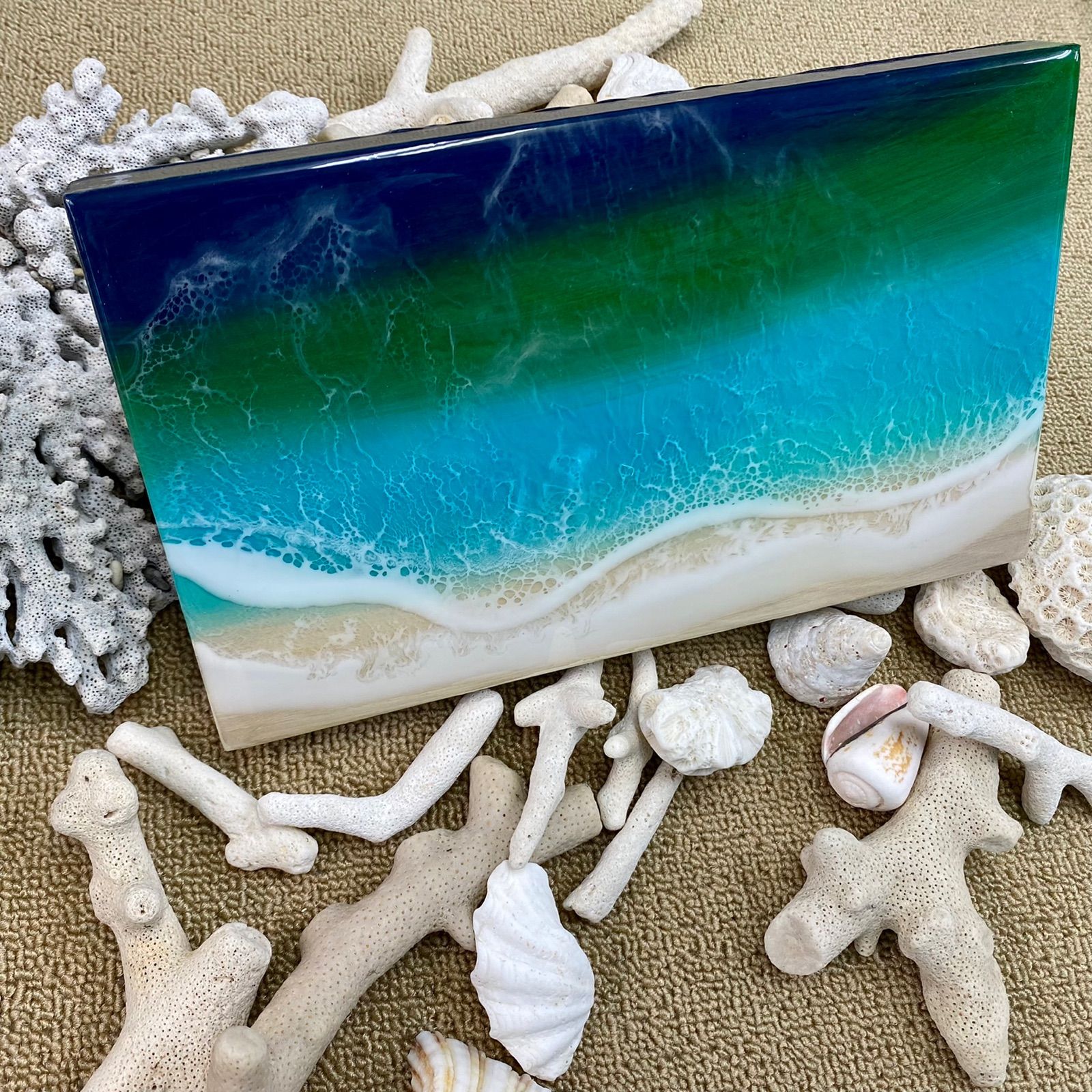 2024蓄光入りオーシャンレジンアートNo.28【30×90パネル】 オーシャン