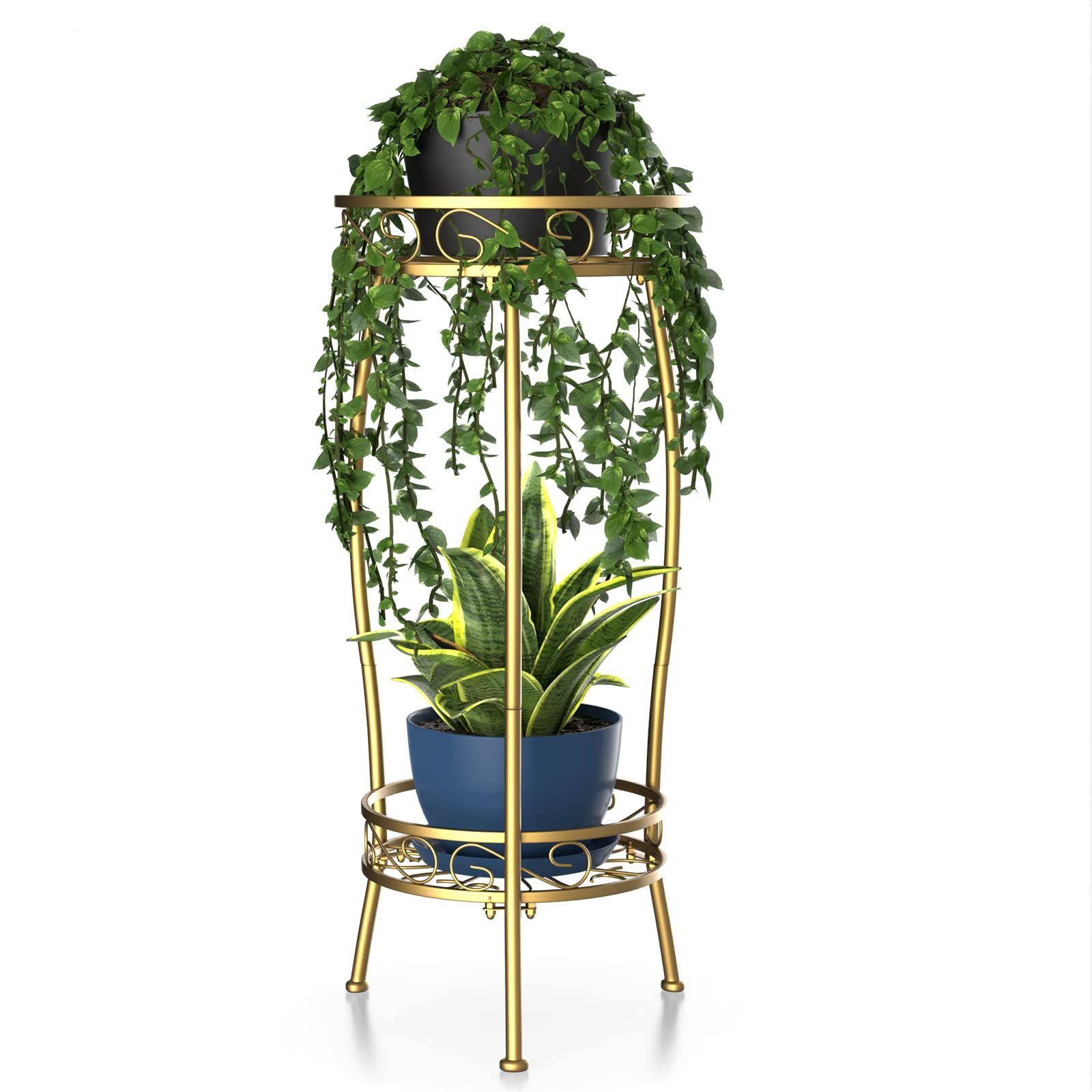 【特価商品】アイアン67.3cmの高さの植木鉢台さび止め植物棚 コーナーガーデンテラス芝生テラスオフィス植木鉢台 花台 2段 フラワースタンド