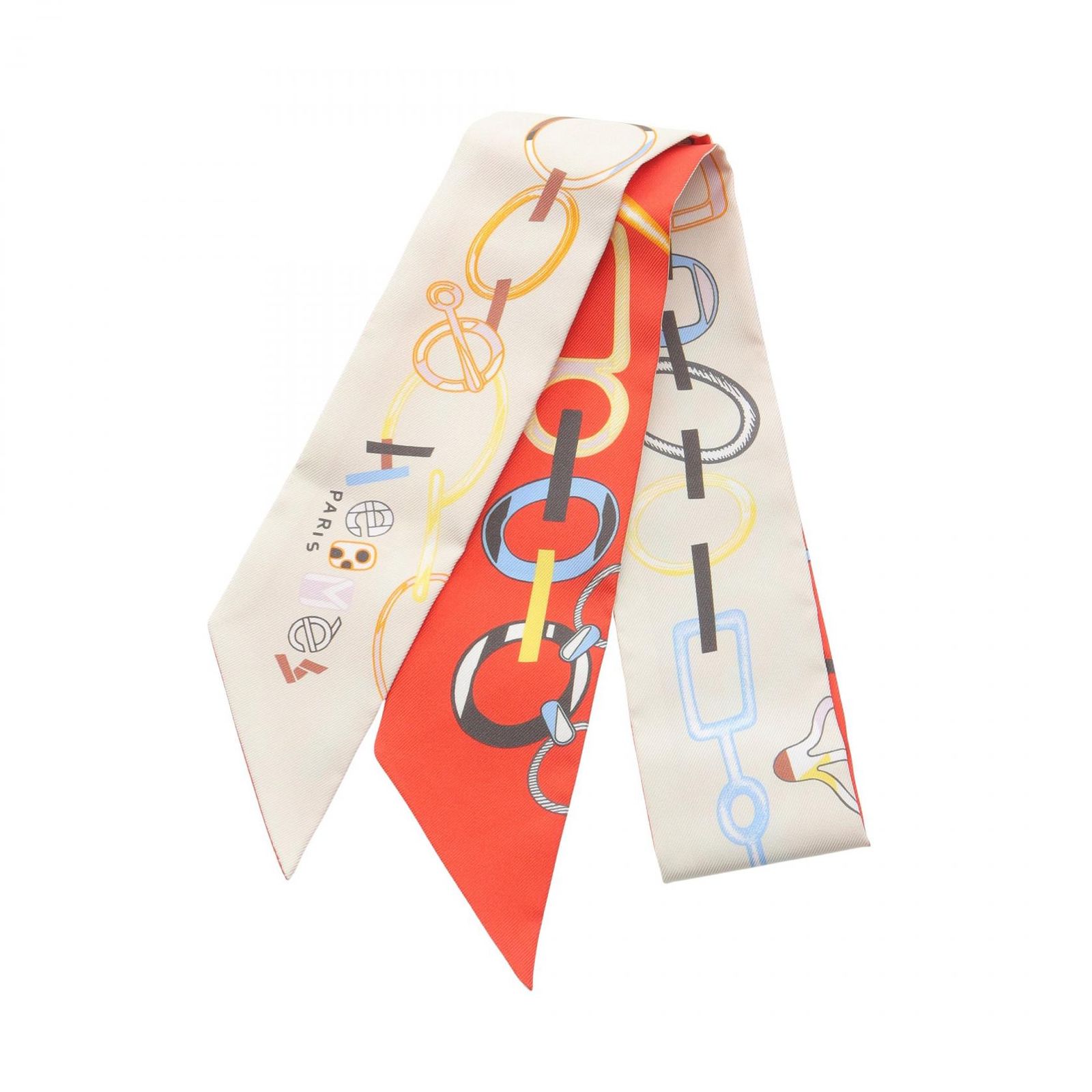 エルメス HERMES スカーフ ツイリー Do Re Boucles ホワイト