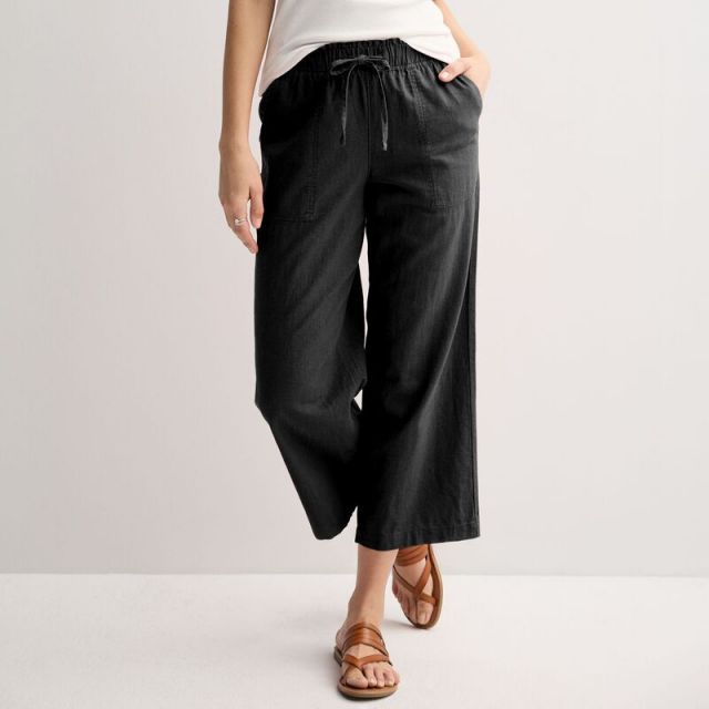【送料無料】 ソノマ レディース カジュアルパンツ ボトムス Women's Sonoma Goods For Life Linen Wide Leg Ankle Pants Pitch Black