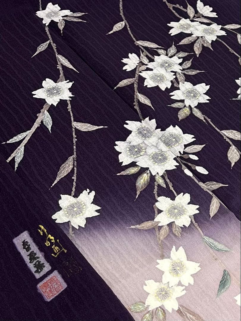 手描き 訪問着 紋意匠 花文様 正絹 ガード加工済 手描き 訪問着 紋意匠 花文様 正絹 ガード加工済