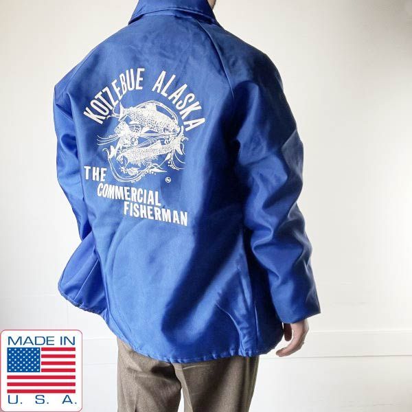 70s-80s Swingster コーチ ジャケット 裏ボア 青系 S 背面プリント アメリカ製 ビンテージ D151-18-0009ZVW