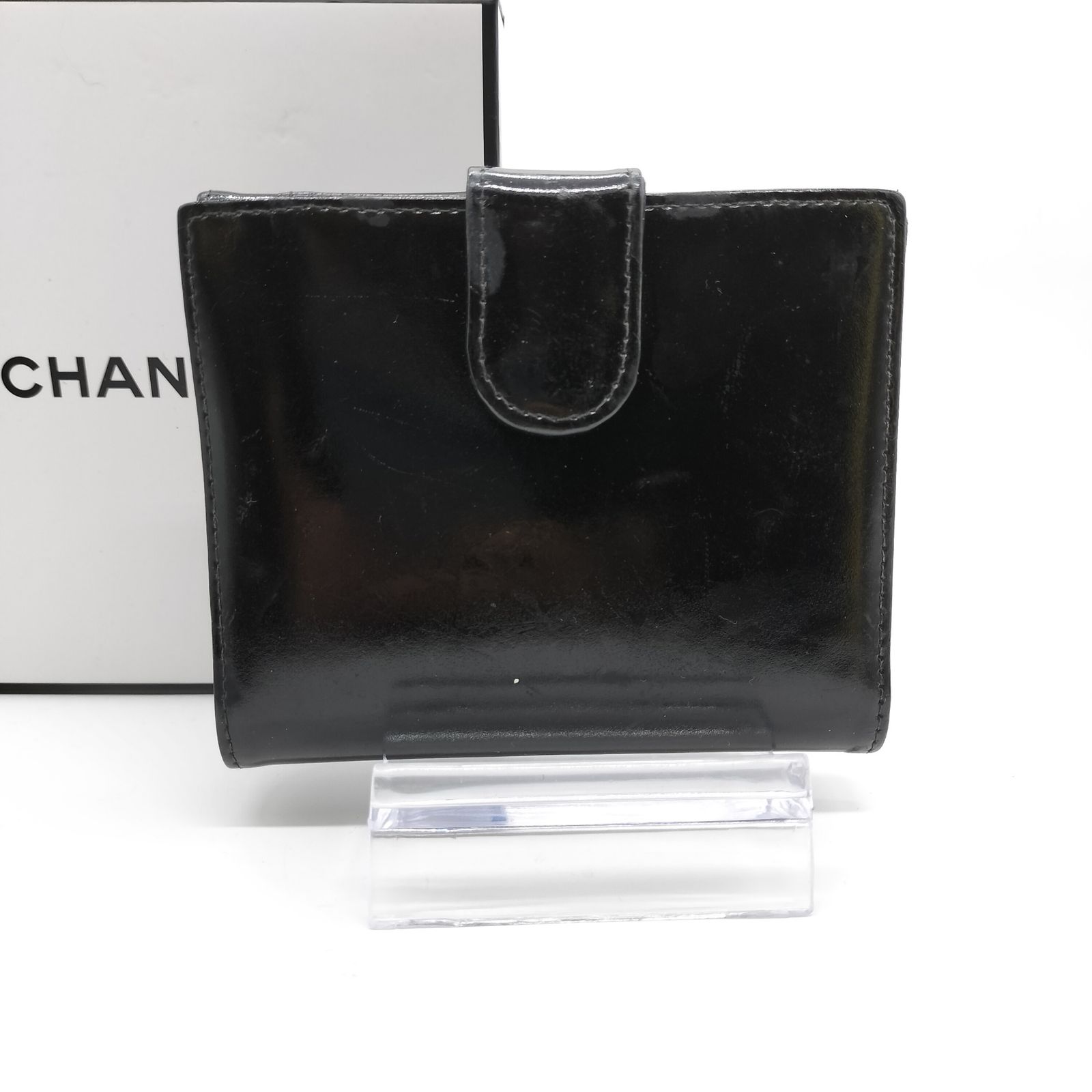 CHANEL シャネル 二つ折り財布 財布 デカココ エナメル パテント Wホック 黒 ブラック - メルカリ