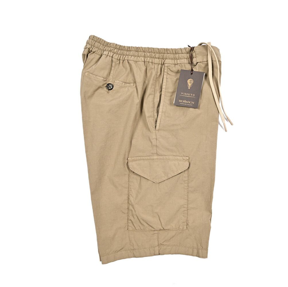 BERWICH ベルウィッチ BER_MUDA バミューダショーツ ノータック ストレッチ カーゴハーフパンツ 春夏 コットン リネン ベージュ イタリア製 424244