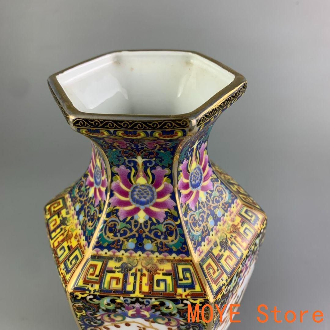 琺瑯彩蒔花鳥六方花瓶 景徳鎮 陶磁器 装飾品 工芸品 置物 - メルカリ
