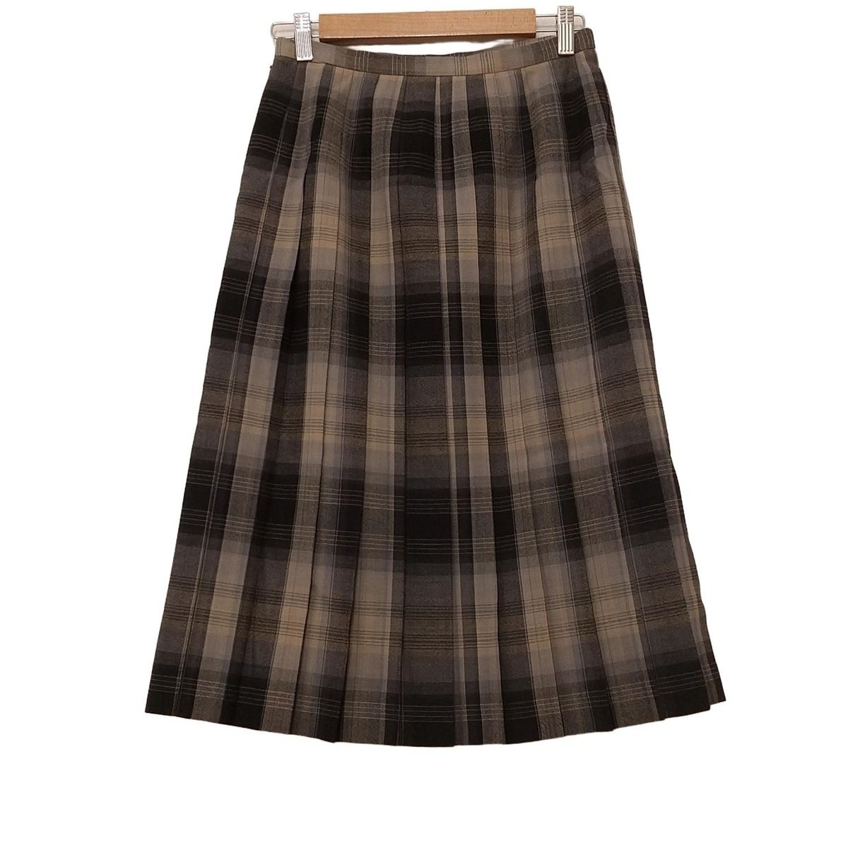 DAMAcollection ダーマ ロングスカート サイズM レディース - グレー×ベージュ×マルチ チェック柄 プリーツ