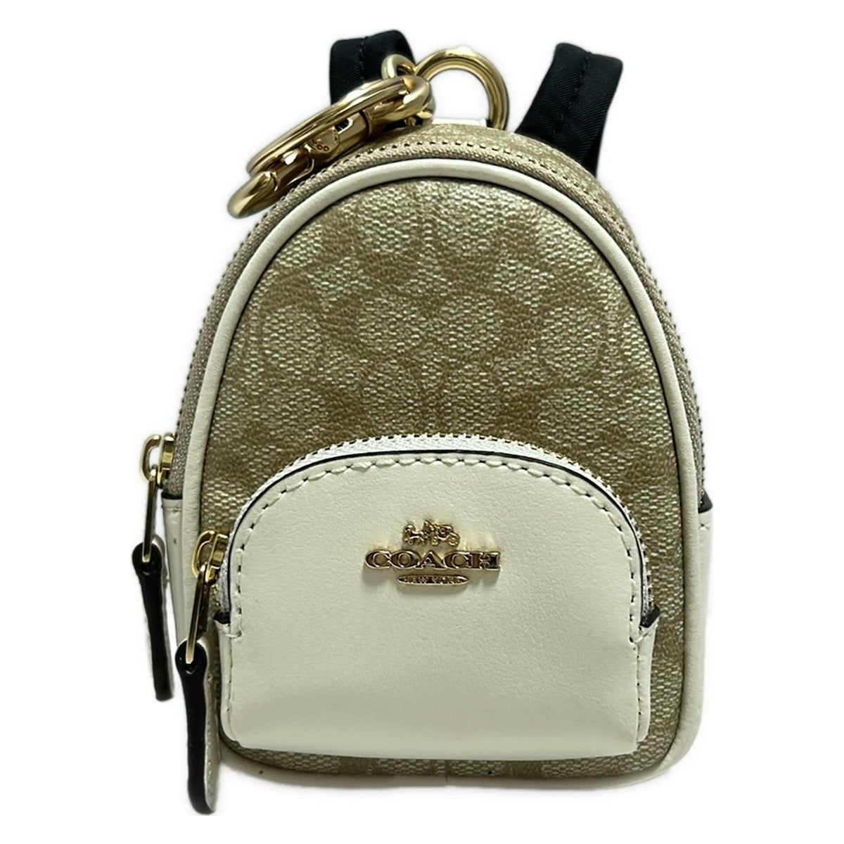 COACH コーチ 小物入れ - C7803 白×ベージュ ミニ コート バックパック レザー